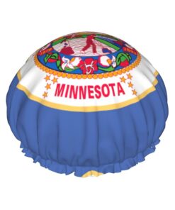 Minnesota State Flag Print Haarabdeckung für Dusche, Frauen, verstellbare Haarkappe, stilvoll, groß, wasserdicht, Duschhaube