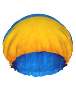 Badekappe mit ukrainischer Flagge, für langes Haar und kurzes Haar, waschbar, elastisches Band, Badehaarmütze für langes Haar, Zopf