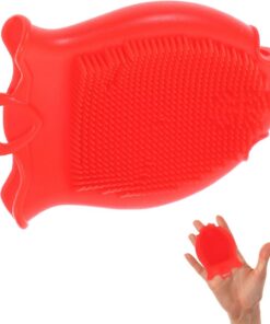 OUNONA Silikon Badebürste für Junge Mädchen und Sanfte Massage und Shampoo Bürste Ergonomisches Design für Babypflege Rot für Entspannende Badeerlebnisse