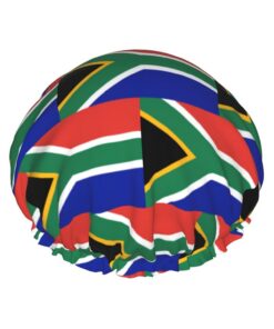 Badekappe mit Südafrika-Flaggen-Druck, für langes Haar und kurzes Haar, waschbar, elastisches Band, Badehaarmütze für langes Haar, Zopf