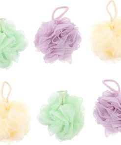 STOBAZA 6 Stück 6 teiliges Badnetz Ball mit großem Peeling Effekt hautfreundliche Duschschwämme in Violett Grün und Sanfte Körperreinigung tiefenwirksames Hautpflege Tool für Damen und