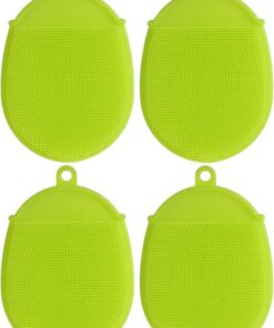 Healvian 4 Stück Badebürste aus Silikon Bad Massagebürste Peeling-Tool für die Badezimmerhaut Wannenwäscher Gesichtswäscher Körperwäscher tragbarer Badewäscher Handlich Handschuhe Werkzeug