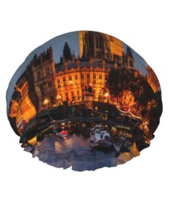 London Big Ben bedruckte Duschhaube, doppellagig, wasserdichte Badekappe mit Gummiband für Damen