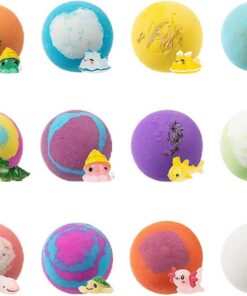 Badebälle - 12-teiliges, natürliches, sanftes und buntes - Brausebälle Badespielzeug-Set für Kinder,zum Entspannen, Geburtstag, Ferien, Partygeschenk