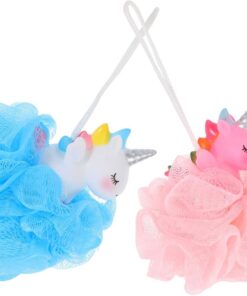 STOBAZA Einhorn Peeling Badeschwamm 2 Stück Pe Material für Kinder Dusche und Bad Effektive Hautreinigung Sanftes Peeling Kompakt