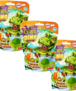 Simba Baff Bombz Dino Surprise – 3er Pack Glibbi Badebombe mit Überraschung, zufällige Auswahl aus 3 Farben & 1 von 6 Dinosaurier-Figuren, 100 g, für Kinder ab 3 Jahren