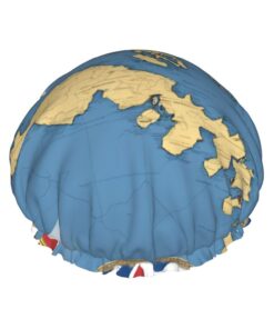Turks- und Caicosinseln 04 Druck weich gefütterte Duschhaube, doppellagig, waschbar, breites Gummiband, Haar-Duschhaube für Badewanne