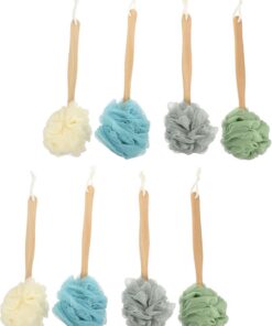 VALICLUD Langstielige Griff Duschbürste mit Weichen Peelingkugeln Rutschfestem Griff Körperbürste für Rückenreinigung Sanftes Peeling Geeignet für Damen Herren und Reisen