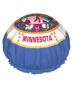 Minnesota State Flag Print Haarabdeckung für Dusche, Frauen, verstellbare Haarkappe, stilvoll, groß, wasserdicht, Duschhaube