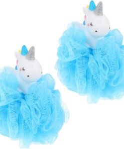 VALICLUD 2 Stück Einhorn Duschball aus PE/PVC Netzgewebe Kinder Waschschwamm für Dusche und Bad Entfernt Staub
