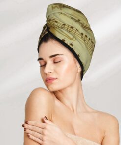 Flöte Musik Trockenes Haar Kappe Haartrocknen Hut mit Knöpfen Super Saugfähig Schnell Trocknendes Haar Handtuch Wrap Weiche Haar Hut für Frauen Trockenes Haar Turban für nasses lockiges langes