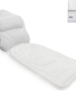 Badewannenkissen für die Badewanne, schnell trocknend, großes Ganzkörper-Mesh-Badekissen für die Badewanne mit Wäschesack und Aufhänger, Weiß