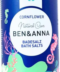 Ben & Anna - Premium Badesalz Cornflower für Muskelentspannungsbad mit Meersalz – Perfekter Badezusatz - Feuchtigkeitsspendend und Hautreinigend mit beruhigender Wirkung (300g (1er Pack), Kornblume)