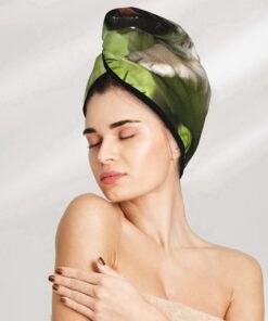 Mops Welpen Trockenes Haar Kappe Haar Trocknen Hut mit Knöpfen Super Saugfähig Schnell Trocknendes Haar Handtuch Wrap Weiche Haar Hut für Frauen Trockenes Haar Turban für nasses lockiges langes