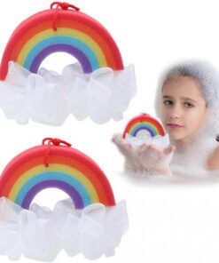 Badeschwämme, 2 Stück Regenbogen-Badekugeln, Duschschwamm, sprudelnde Dusche, Blumen, Körperwäscher für Damen und Herren