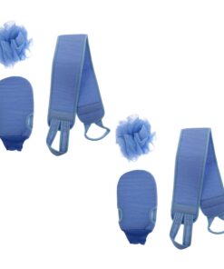 STOBAZA 2 Stück Duschrückenschrubber mit Langem Riemen und Badehandschuhen Leichter Badgürtel für Gründliche Körperreinigung Blau Langlebiges Material Badezubehör für Alltag und Reisen