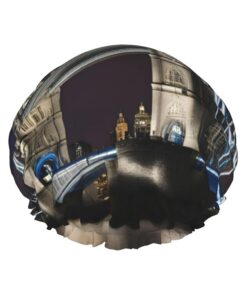 Tower Bridge In London Print Badekappe für langes Haar und kurzes Haar, waschbares Gummiband, Badehaarmut für langes Haar, Zopf