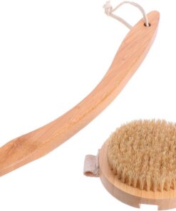 VALICLUD Duschbürste für Rückenreinigung und Peeling Holzbürste mit Abnehmbarem Langem Griff Komfortabel Entfernt Schmutz und Abgestorbene Haut im Haushalt