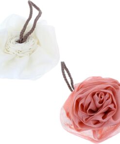 STOBAZA 2 Stück Blumen Badeschwämme aus PE Weiß Netzgewebe Hautschonend und Schnell Trocknend für Tägliche Dusche