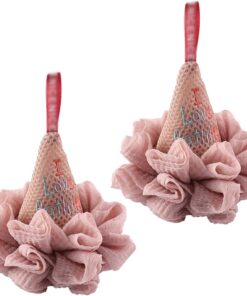 Badeschwamm / Duschschwamm, Netzstoff, weicher Körperschrubber für seidige Haut, volle Reinigung, Schaum, 2 Stück, Rosa