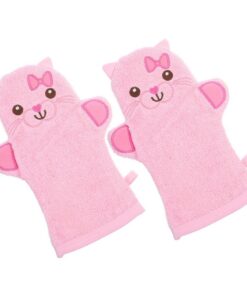 2 Stück-pack Tierförmige Badehandschuhe aus Baumwolle für Babys und Kinder mit Starker Reibung und Sanfter Hautreinigung für Camping und Wochenendhotel