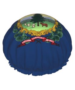 Vermont Badekappe mit Staatsflaggen-Druck, für langes Haar und kurzes Haar, waschbar, elastisches Band, Badehaarmut für langes Haar, Zopf