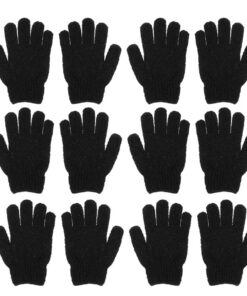 6 Paar Peelinghandschuhe aus Weichem Polyester Körperpeeling Handschuh für Dusche und Bad Elastisch Wiederverwendbar zur Entfernung Abgestorbener Hautschüppchen Schwarz