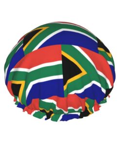 Duschhaube mit südafrikanischer Flagge, groß, waschbar, elastisches Band, Badehaar, Duschhaube