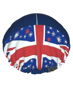 Duschhaube mit neuseeländischer Flagge, doppellagig, wasserdicht, elastisch, wiederverwendbar, Duschhut, Haarschutz, Badehut für Spa, Salon, Baden für Damen