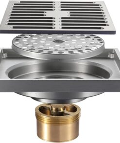 Quadratischer Duschabfluss, 4-Zoll-Duschbodenabfluss Mit Abnehmbarem Deckel Aus Massivem Messing, Gebürstetem Deo-Bodenabfluss