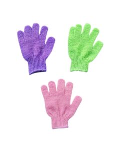 VALICLUD Duschhandschuhe und Polyester 4 Paar Peeling Badehandschuhe Entfernung Abgestorbener Hautschüppchen Beidseitig Verwendbar zur Sanften Hautreinigung für Bad und Dusche