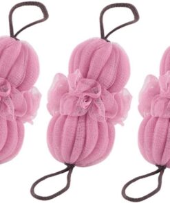 3 Stück-pack Rosa Badeschwämme aus Pe für Dusche und Bad | Körperwaschschwämme, Leicht zu Reinigen, als Duschbad Zubehör für Tägliche Körperpflege