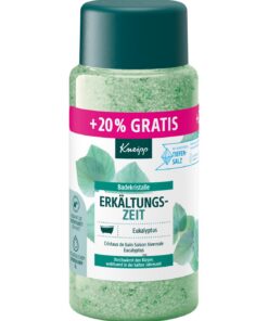 Kneipp Badekristalle Erkältungszeit, Badesalz -Sondergröße- mit naturreinem Tiefensalz der Saline Luisenhall und natürlichen ätherischen Ölen aus Eukalyptus und Minze, limitierte Edition, 720g
