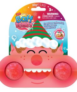 ZIMPLI - Weihnachtself Baff Bombz auf Geschenkkarte, Weihnachtsstrumpffüller, tolles Preis-Leistungs-Verhältnis, Badekugeln, hergestellt in Großbritannien