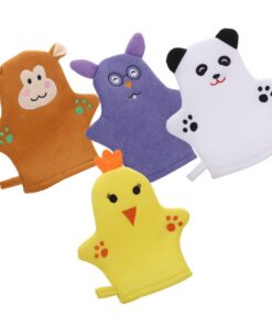 OUNONA 4 Stück-pack Kinder Waschhandschuh mit Cartoon Motiv Körperpeeling und Reichhaltigem Schaum Polyester für Sanfte Tiefenreinigung Beim Baden