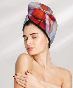 Santa Claus Snow Secenry Dry Hair Cap Hair Drying Hat with Buttons Super Absorbent Quick Drying Hair Towel Wrap Soft Hair Hat for Women Dry Hair Turban for Wet Curly Long Hair