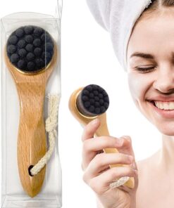 Trockenbürste Fürs Gesicht Naturborsten, Holzgriff, Peeling | Peeling- und Reinigungsbürste Sanftes Porenreinigungswerkzeug für Frauen, Männer, , Wangen und Hals