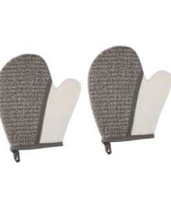 STOBAZA 2 Stück-pack Peelinghandschuhe aus Flachs mit Welligem Design Tiefenreinigend und Immunstärkend für Dusche und Körperpflege