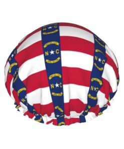 North Carolina Badekappe mit Staatsflaggen-Druck, für langes Haar und kurzes Haar, waschbares Gummiband, Badehaarmut für langes Haar, Zopf