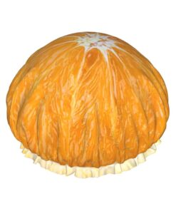 Badekappe mit Orangenscheiben-Aufdruck, für langes und kurzes Haar, waschbar, elastisches Band, Badehaarmut für langes Haar, Zopf