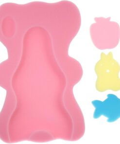 OUNONA Babyparty Badeschwamm Babybadematte Schwammkissen aus Weichem Rutschfestem Material für Neugeborene mit Konturierter Polsterung in Rosa Badezubehör für Babys