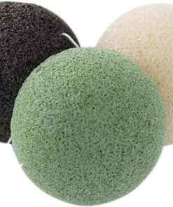 OUNONA 3Stücke Gesichtsreinigungsschwämme Schwarz Grün Weiß Natürliche Sanfte Peeling Schwämme für Empfindliche Haut zur Täglichen Gesichtsreinigung und Pflege