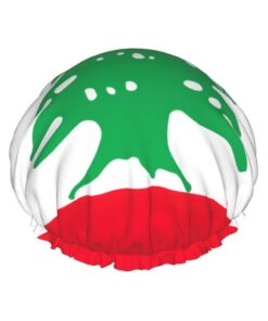 Duschhaube mit Libanon-Flagge für Frauen, groß, waschbar, elastisches Band, Badehaar, Duschhaube
