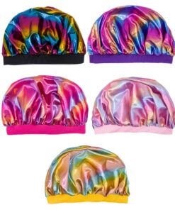 VALICLUD 5 Stück Verstellbare Duschhauben für Erwachsene und Kinder aus Polyester Modische und Bequeme Haarhauben zum Schutz Beim Baden und Duschen Zufällige Farbe
