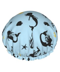 Farbige Meerjungfrauen-Duschhaube, wiederverwendbar, doppellagig, wasserdicht, für Damen, Herren, Kinder, Spa oder Salon