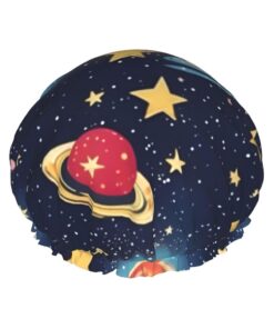 Sternenhimmel Universum Weltraumdruck Badekappe für langes Haar und kurzes Haar, waschbares Gummiband Badehaarmut für langes Haar, Zopf