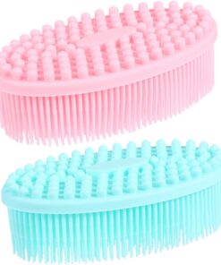 OUNONA 2stücke Silikon-badeschwamm für Körperpeeling und Haarwaschbürste Reinigungsbürste mit Massagefunktion Ergonomisches Design für Duschwerkzeug Zufällige Farbe