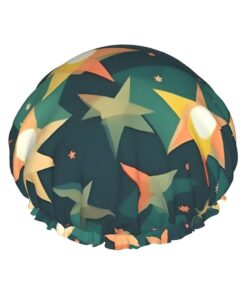 Atomic Stars Retro-Muster Druck Dusche Essentials Haube für Frauen, großes waschbares Gummiband, Badehaar, Duschhaube