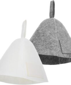 Healvian 2stücke Sauna-Hut aus Filz mit Taschendesign für Damen und Herren Geeignet für Spa und Dampfbad Schützt Haare und Kopfhaut Wiederverwendbar