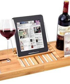 Badewannen-Caddy aus Bambus, erweiterbar, rutschfest, mit Buch-/Tablet- und Glashalter, tolle Geschenkidee für geliebte Menschen, Entspannen Sie sich stilvoll und komfortabel!